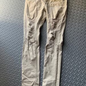 Tan distressed skinny pants fall casual classic